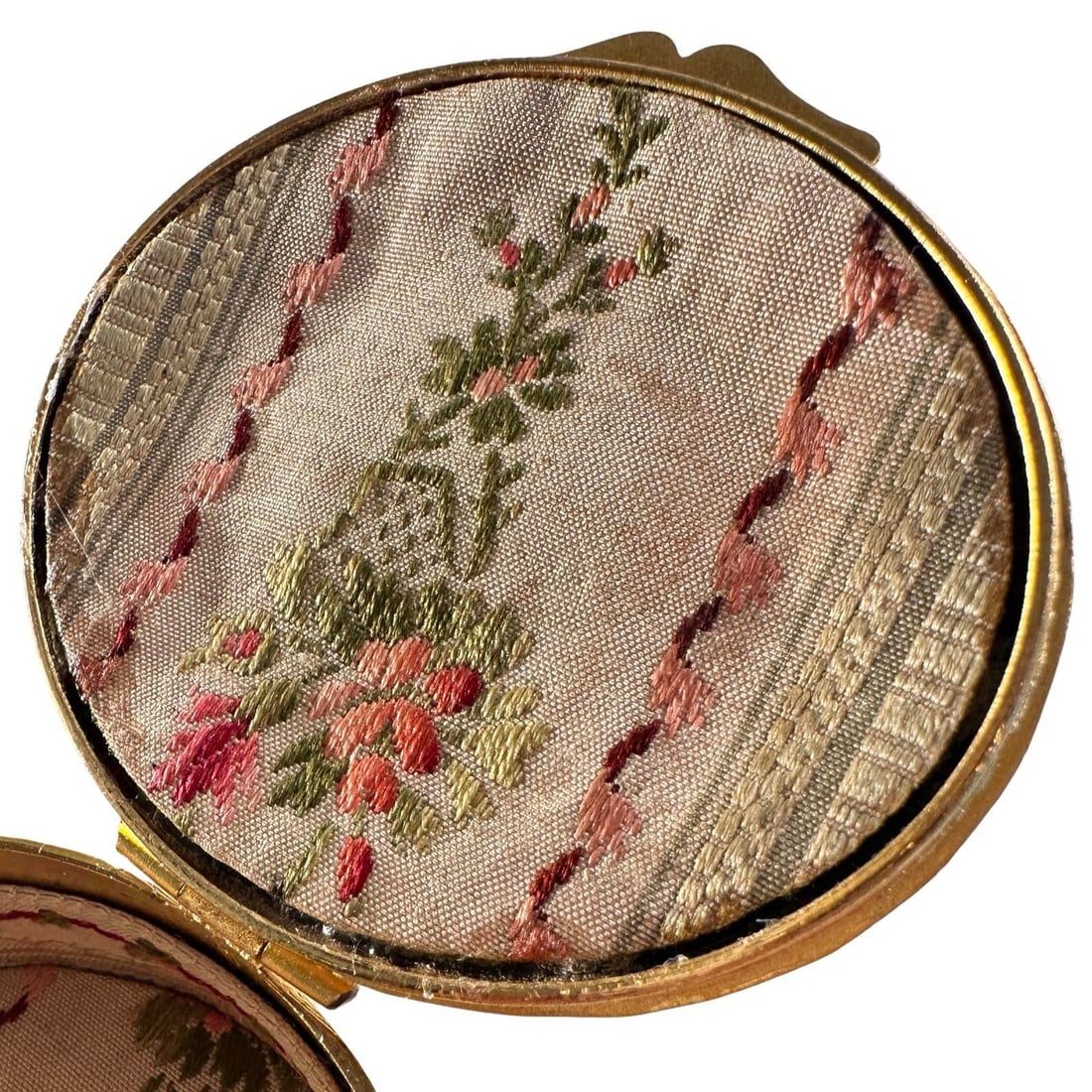 Antique French Neoclassical Ormolu Box With Dancing Muse & Stripe Tapestry Lining, Belle É - 11