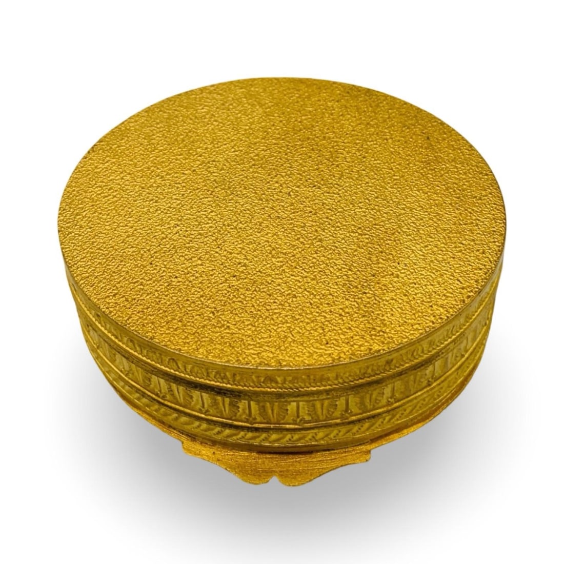 Antique French Neoclassical Ormolu Box With Dancing Muse & Stripe Tapestry Lining, Belle É - 4