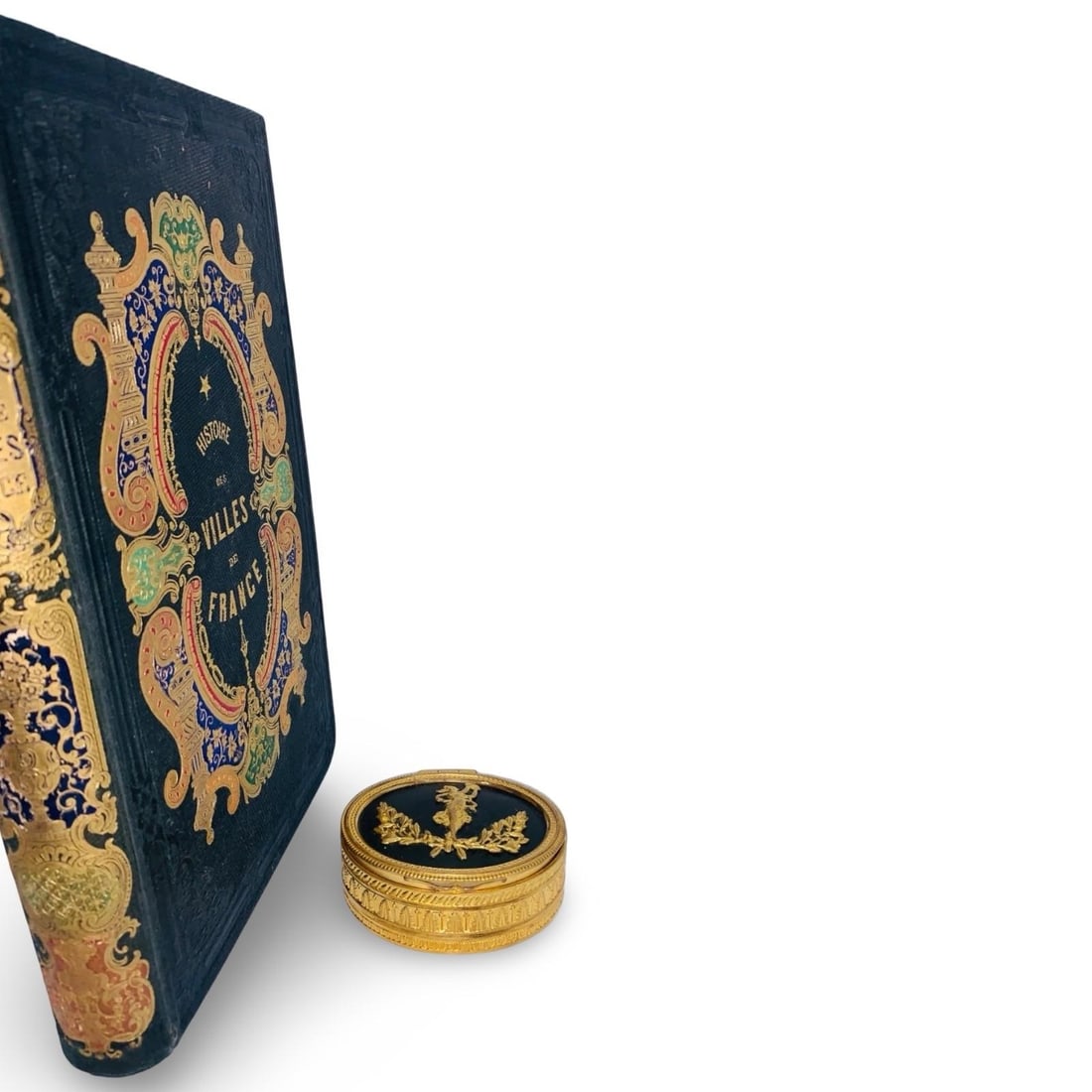 Antique French Neoclassical Ormolu Box With Dancing Muse & Stripe Tapestry Lining, Belle É - 6