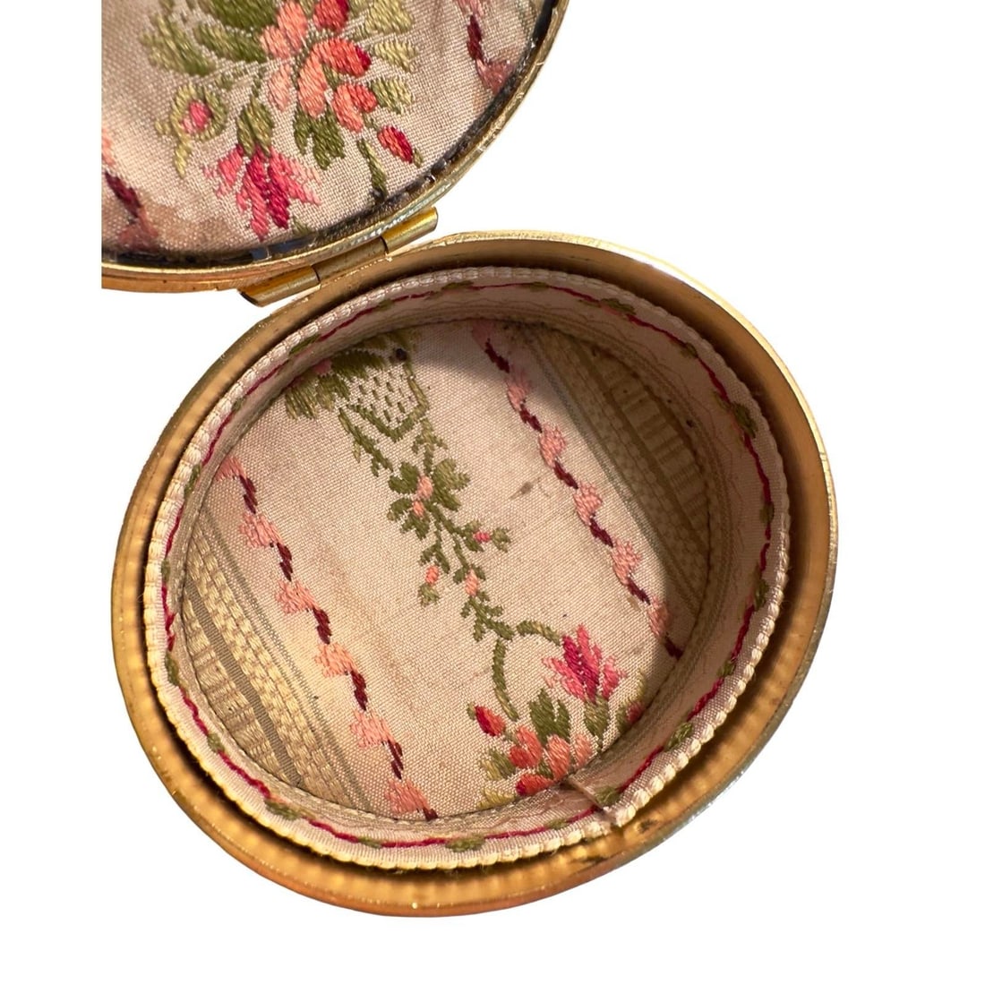 Antique French Neoclassical Ormolu Box With Dancing Muse & Stripe Tapestry Lining, Belle É - 8