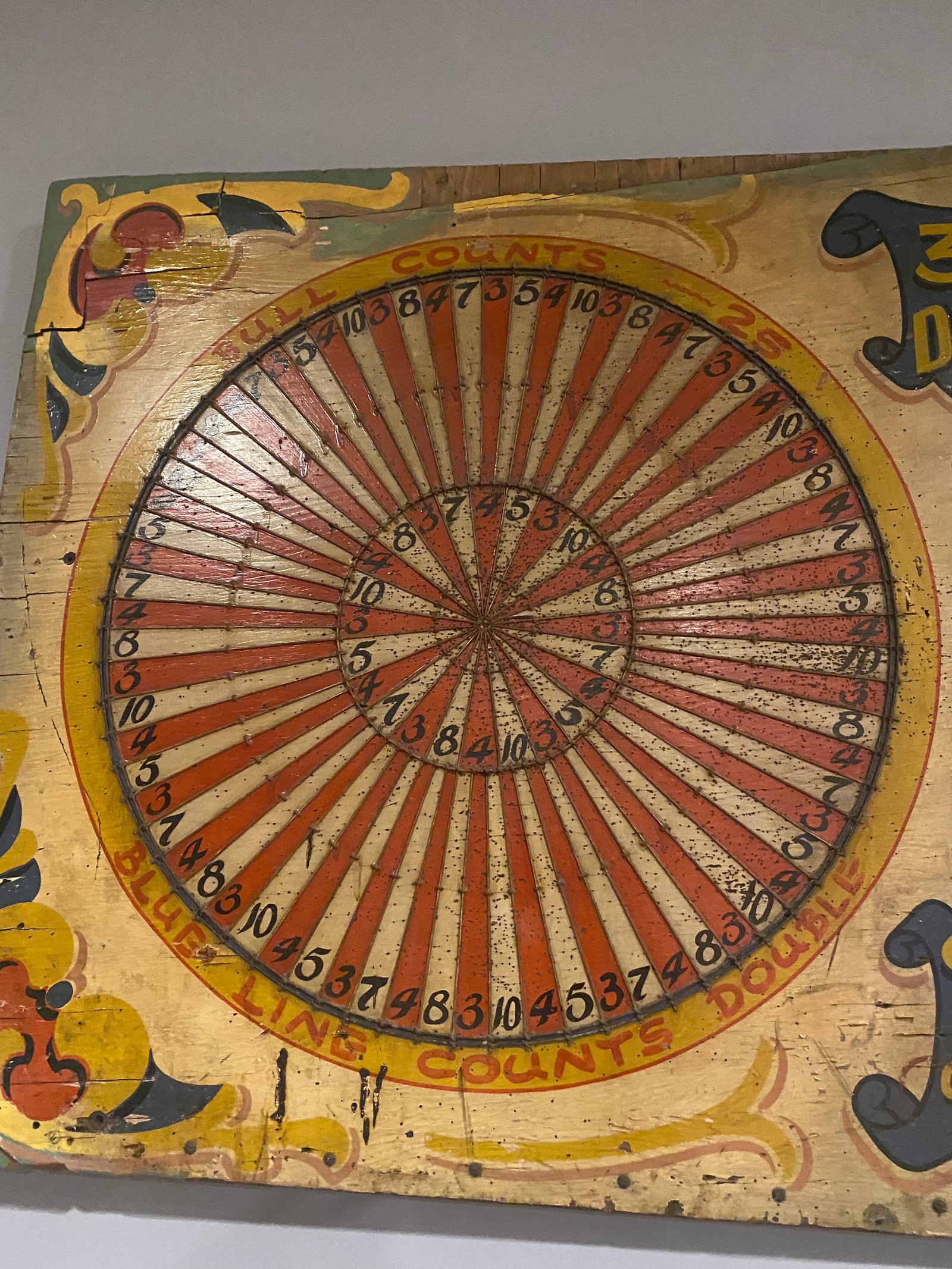 Monumental Antique Folk Art Carnival Double Target Game Board - 6