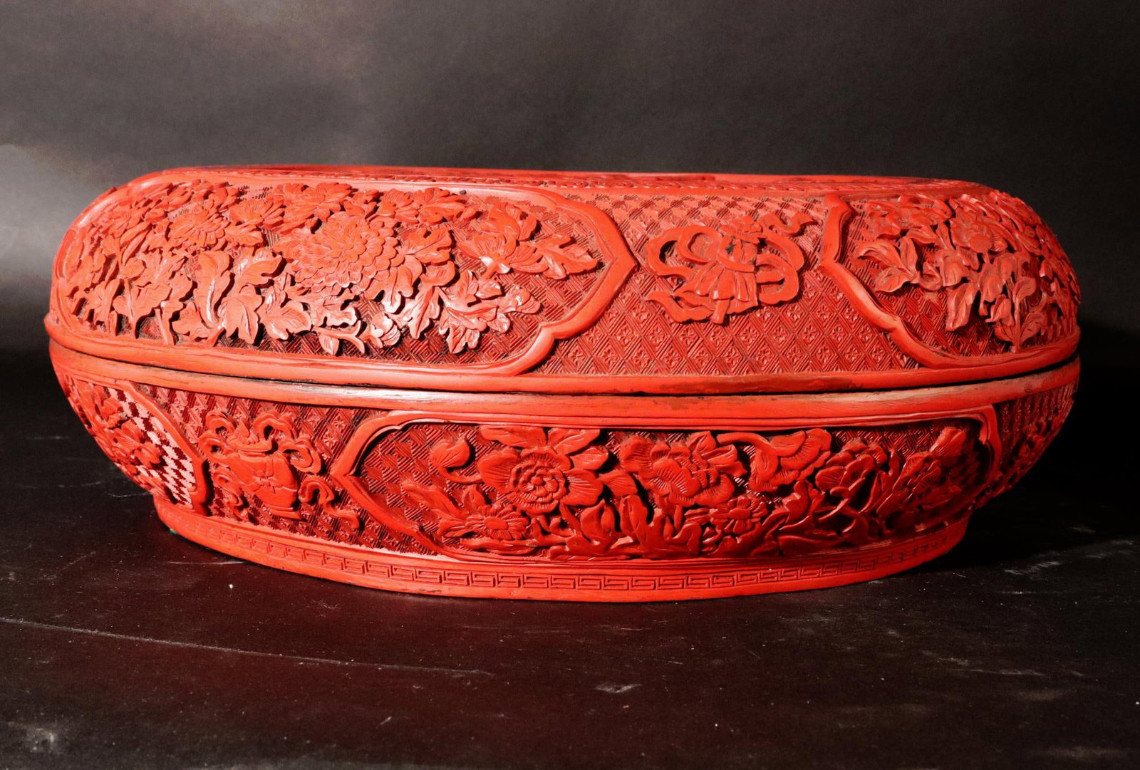 Chinese Carved Cinnabar Red Lacquer Circular Box and Cover - 12