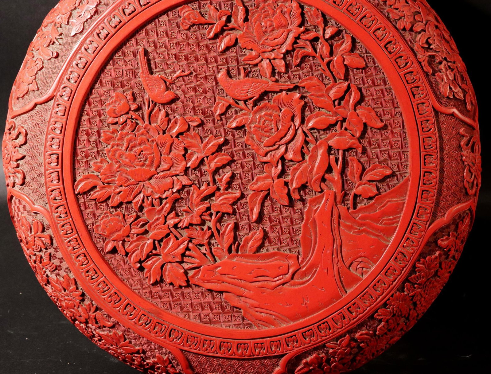 Chinese Carved Cinnabar Red Lacquer Circular Box and Cover - 5