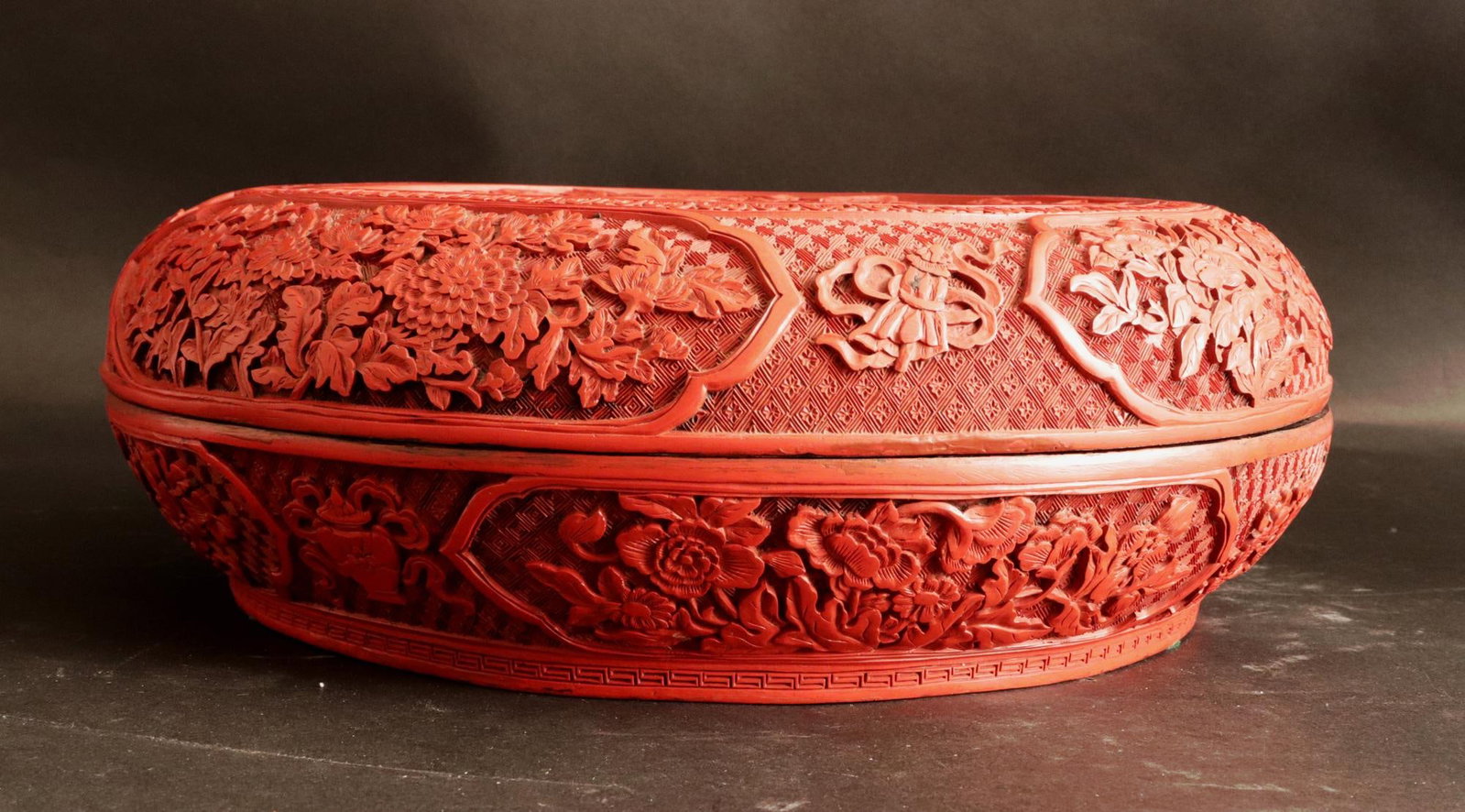 Chinese Carved Cinnabar Red Lacquer Circular Box and Cover - 7