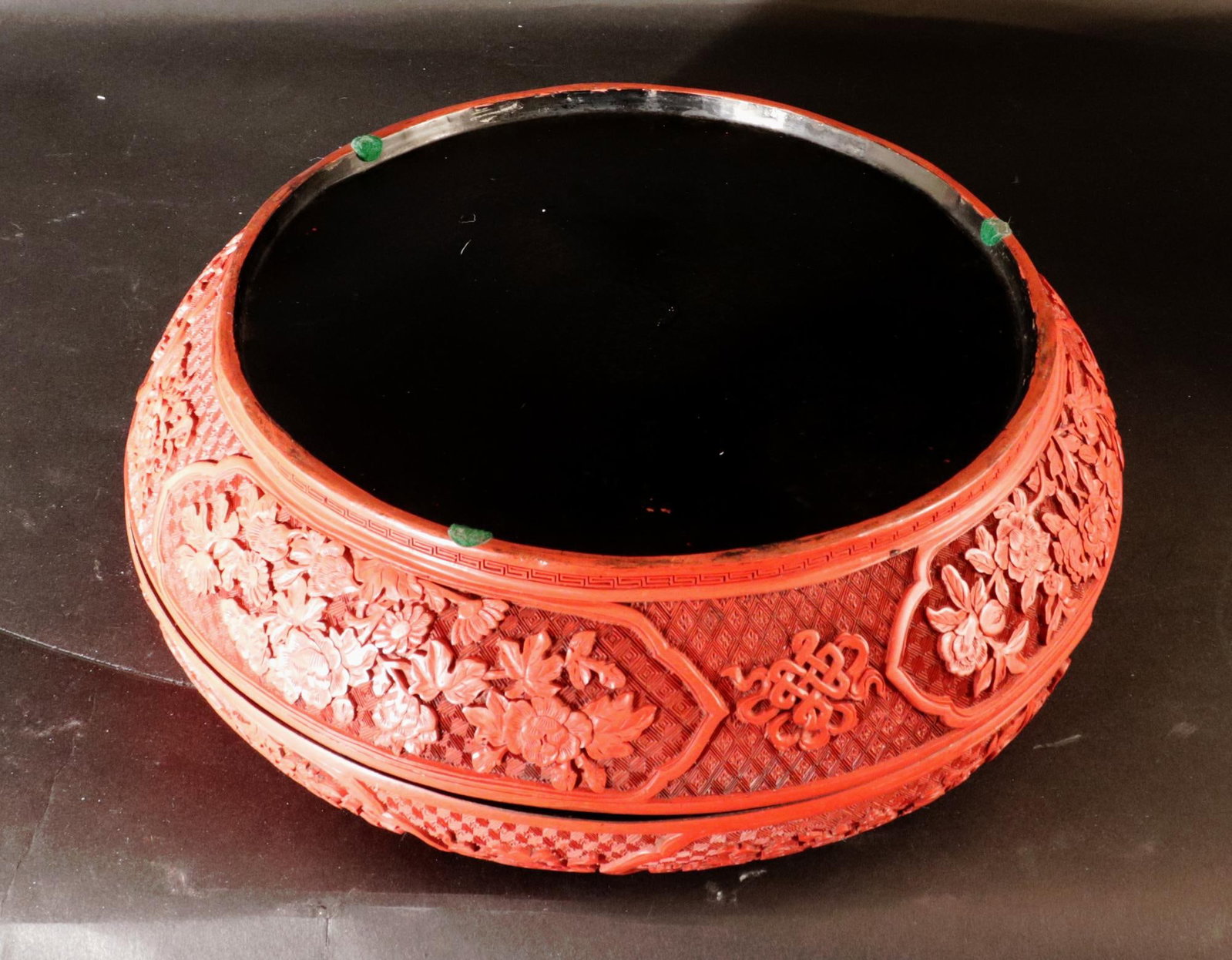 Chinese Carved Cinnabar Red Lacquer Circular Box and Cover - 9
