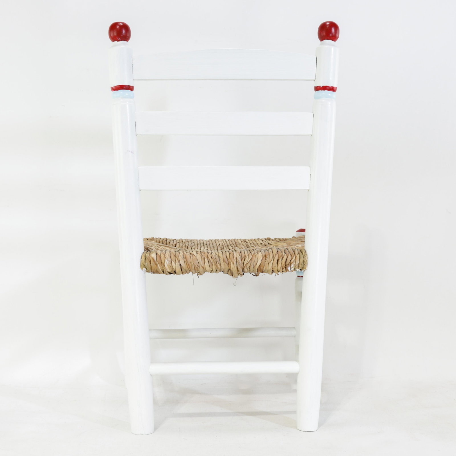 Vintage Hand-Painted Children's Chair With Hand-Woven Reed Seat - 4