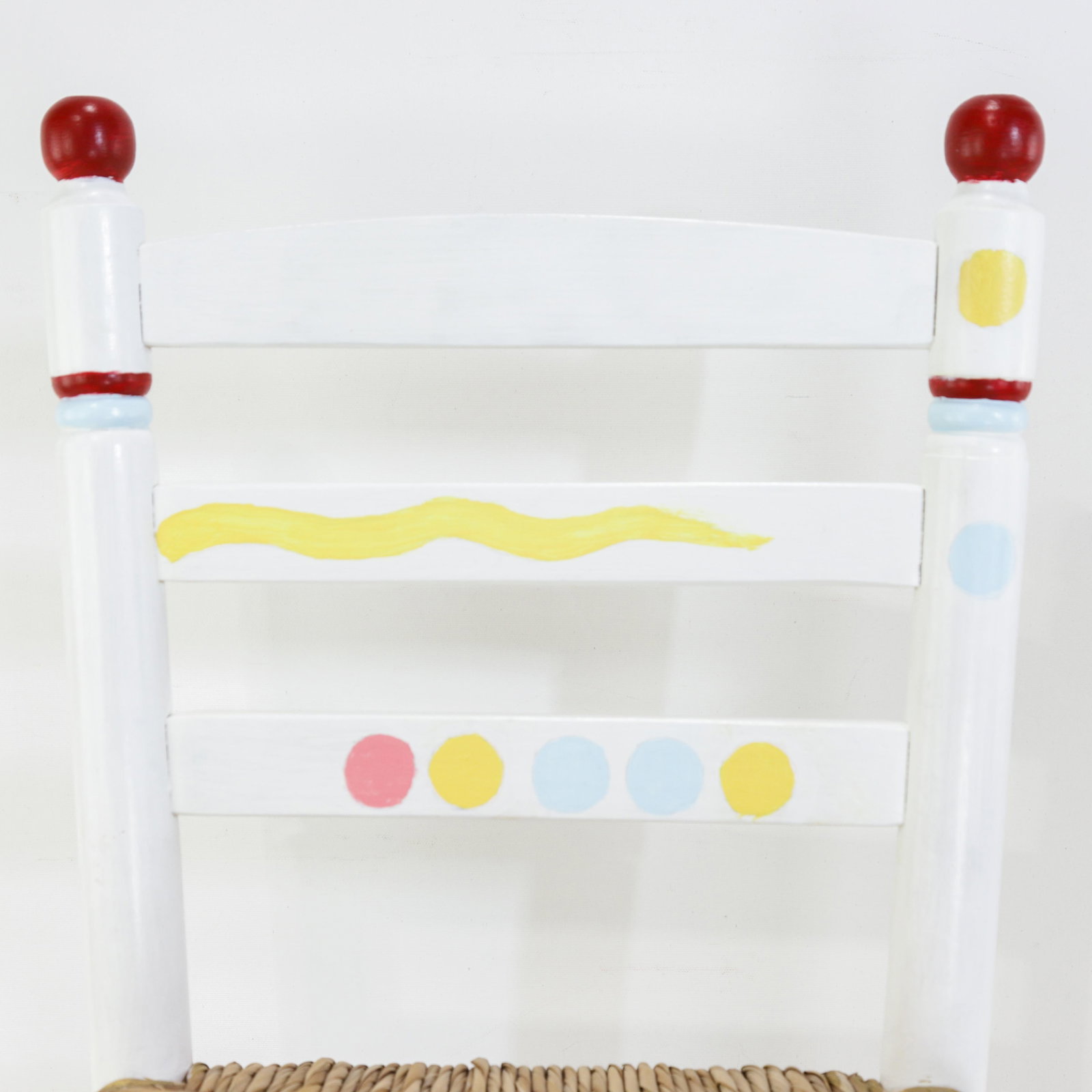 Vintage Hand-Painted Children's Chair With Hand-Woven Reed Seat - 8