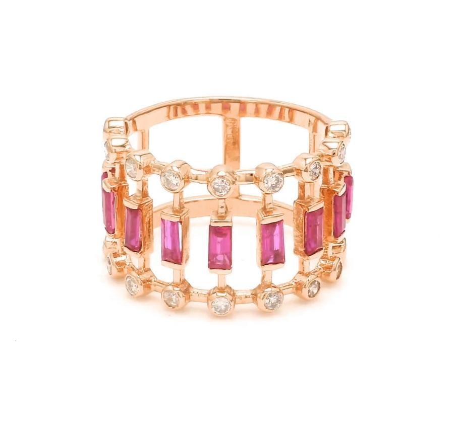 Natural 0.97 cts ruby & 0.46 cts diamond ring in 14k gold - 4
