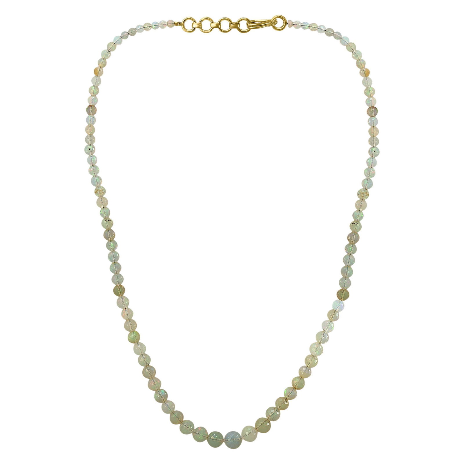 Natural Opal Faceted Bead Single Strand Necklace on Clearance Silver Clasp - 7
