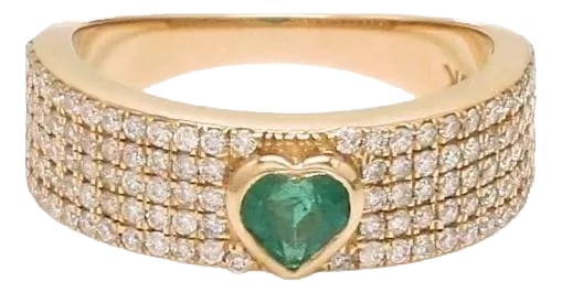 Natural 0.23 cts Zambian emerald & 0.49 cts diamond heart ring 18k gold: Real emerald heart shape ring 14K gold Natural 1.20ct big emerald heart diamond ring gold Emerald pinky ring Emerald cut proposal ring GEMSTONE DETAILS : âœ¦ Gemstone : Emerald â&#