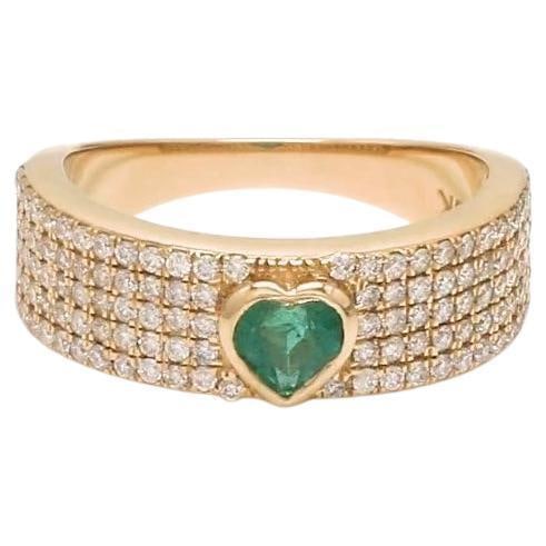 Natural 0.23 cts Zambian emerald & 0.49 cts diamond heart ring 18k gold - 5