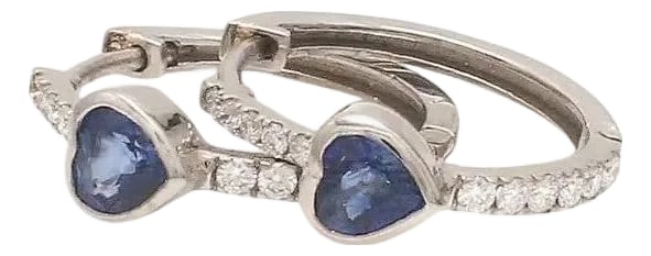 0.55 CT Natural blue sapphire and 0.18 diamond earrings in 14k gold (1 of 18)