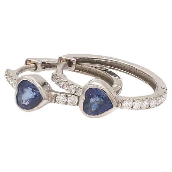 0.55 CT Natural blue sapphire and 0.18 diamond earrings in 14k gold - 5