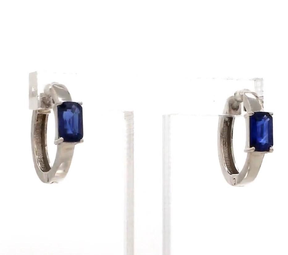 0.69 Ct Natural blue sapphire earrings in 14k gold - 4