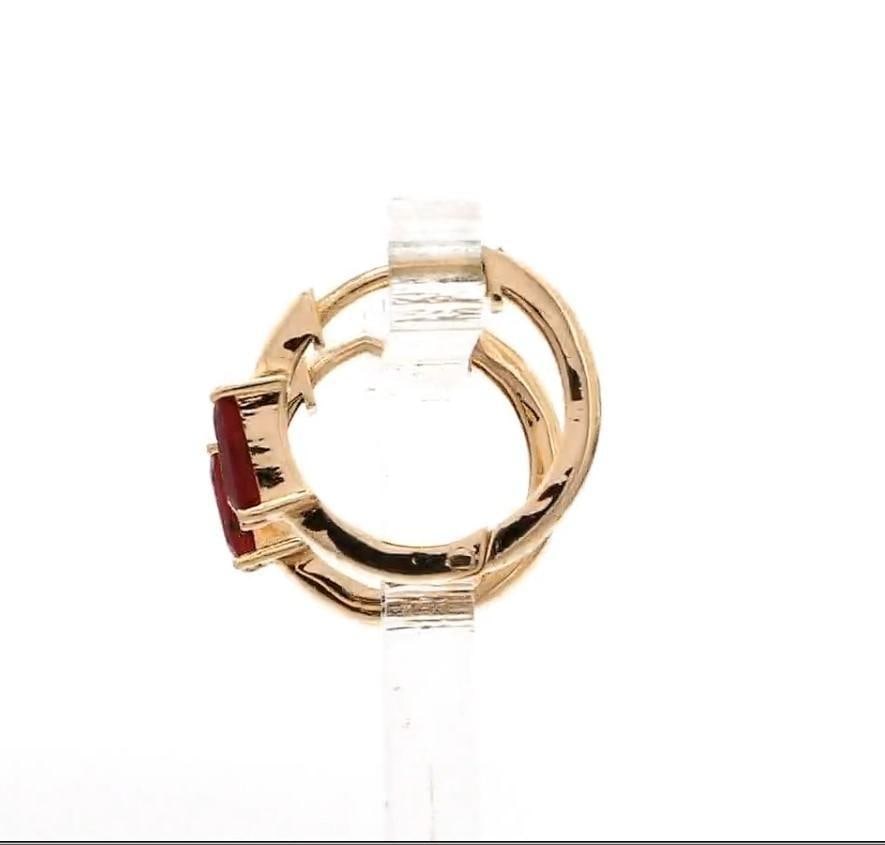 0.71 Ct Natural ruby earring in 14k gold - 12
