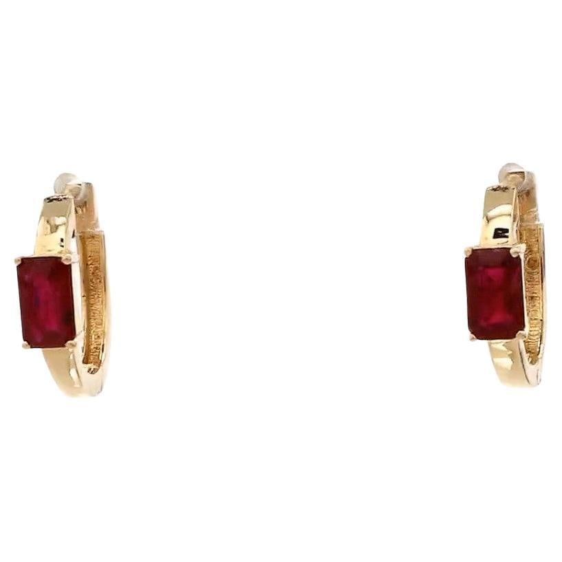 0.71 Ct Natural ruby earring in 14k gold - 15