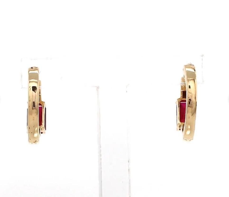 0.71 Ct Natural ruby earring in 14k gold - 3