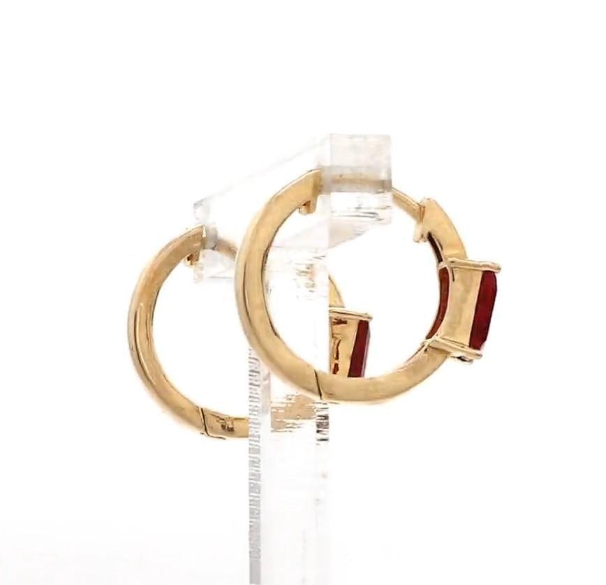0.71 Ct Natural ruby earring in 14k gold - 4