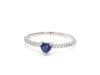 Natural 0.25 cts blue sapphire heart & 0.14 cts diamond ring in 18k gold - 7