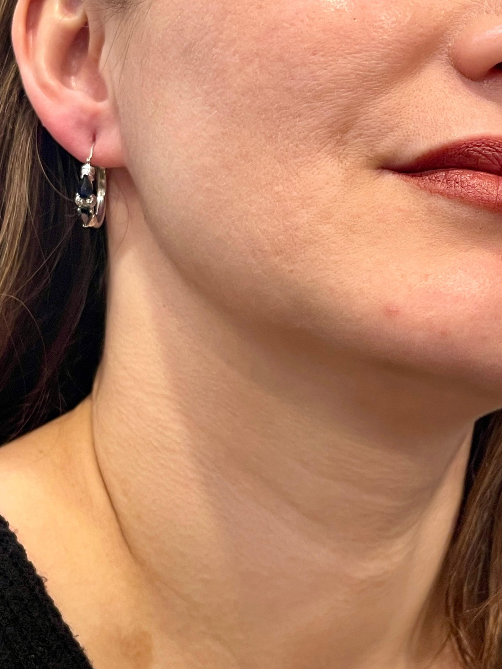 Pear Shape Sapphire and Diamond Hoop Cocktail Earrings in 14 Karat White Gold - 12