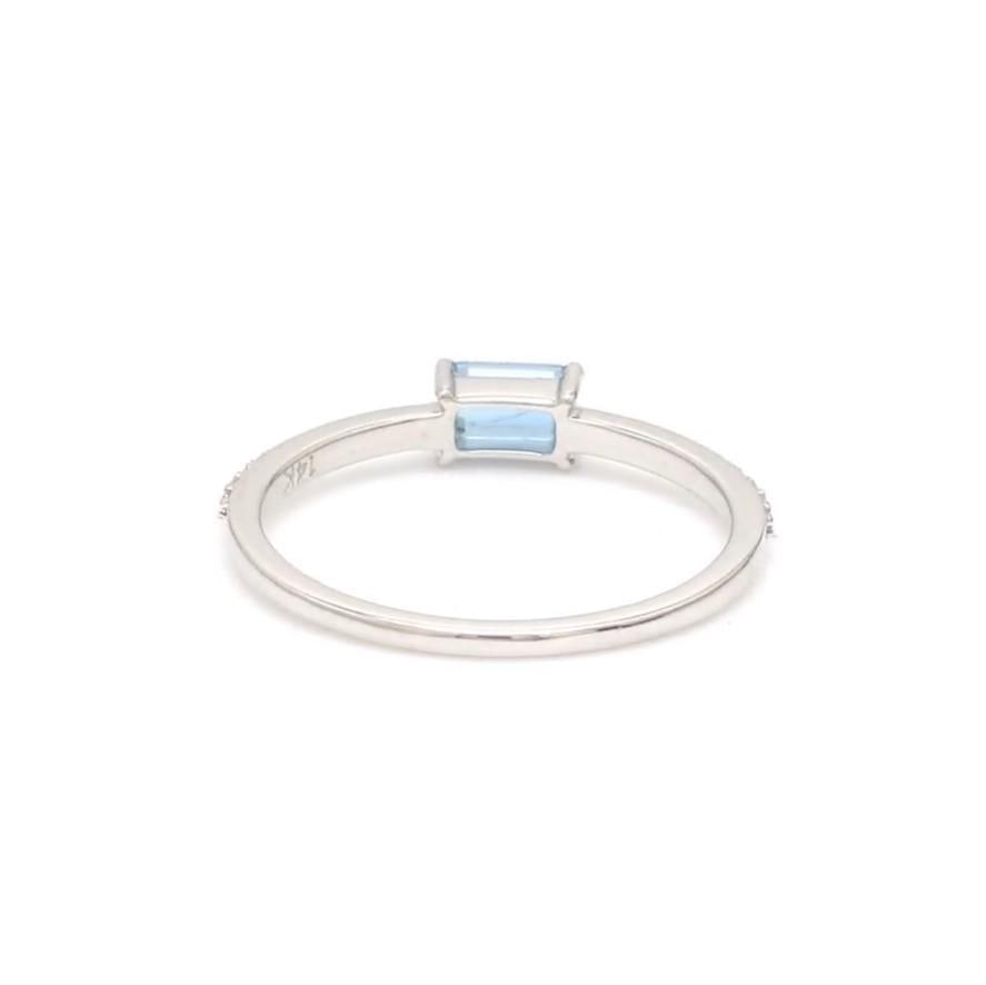 Natural 0.39 cts aquamarine & 0.14 cts diamond ring in 14k gold - 11