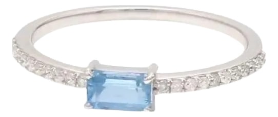 Natural 0.39 cts aquamarine & 0.14 cts diamond ring in 14k gold (1 of 18)
