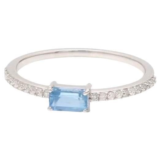 Natural 0.39 cts aquamarine & 0.14 cts diamond ring in 14k gold - 6