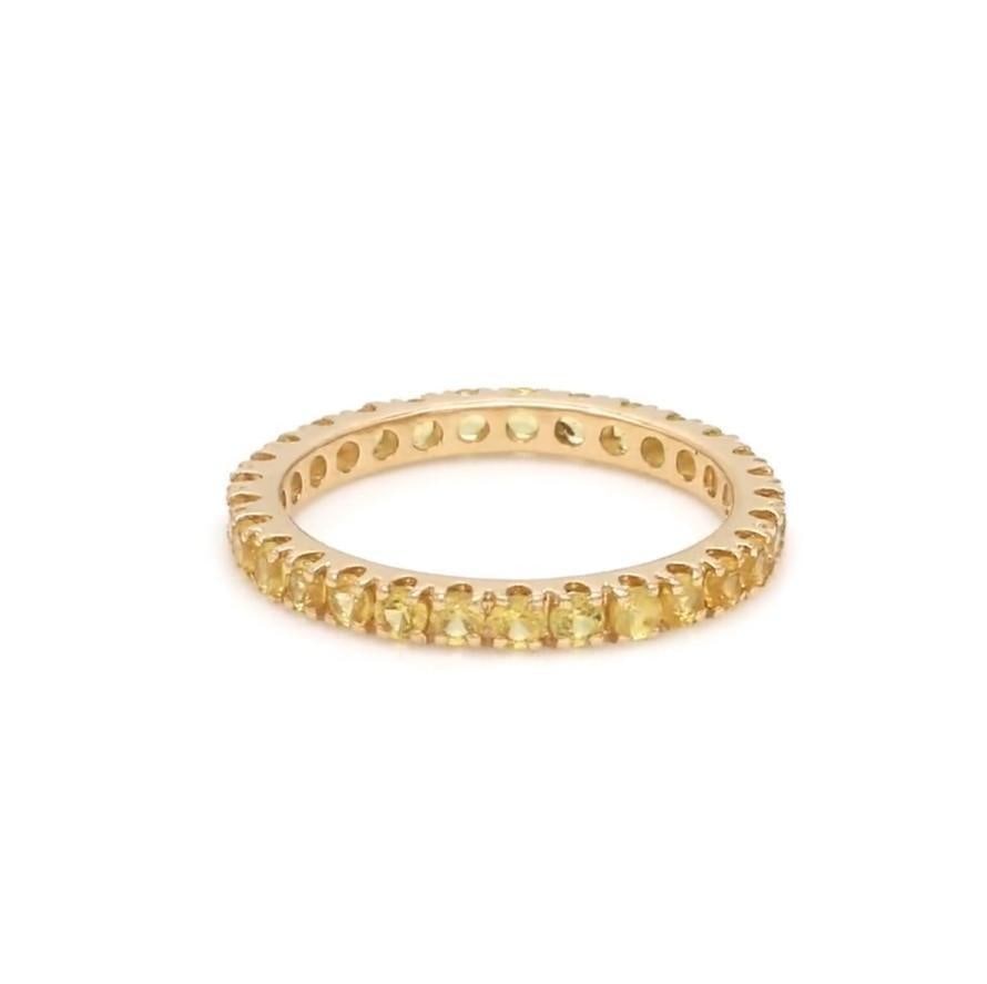 Natural 1.23 cts Yellow sapphire band ring in 14k gold - 2