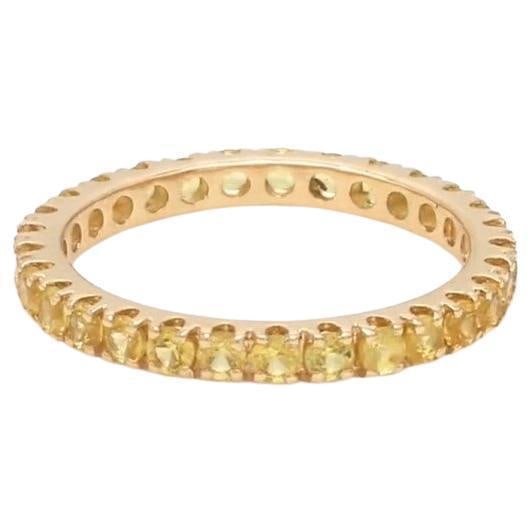 Natural 1.23 cts Yellow sapphire band ring in 14k gold - 6