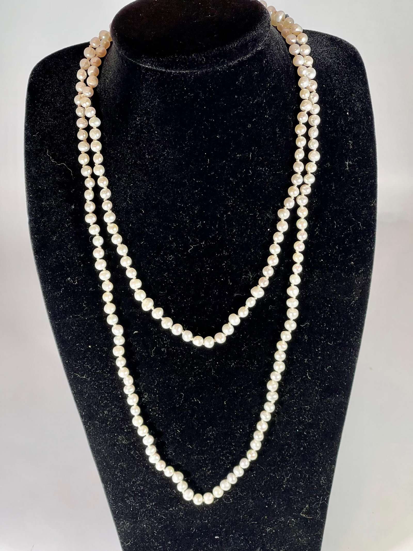 Fresh Water Round Pearl Single Strand Necklace, Opera Length - 4
