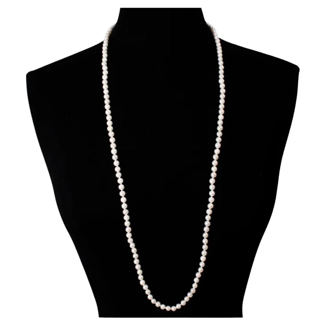 Fresh Water Round Pearl Single Strand Necklace, Opera Length - 8