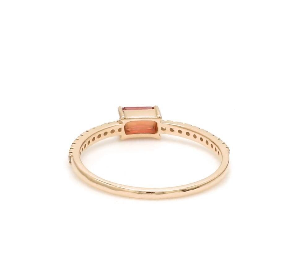 Natural 0.37 cts red sapphire & 0.14 cts diamond ring 14k gold - 12