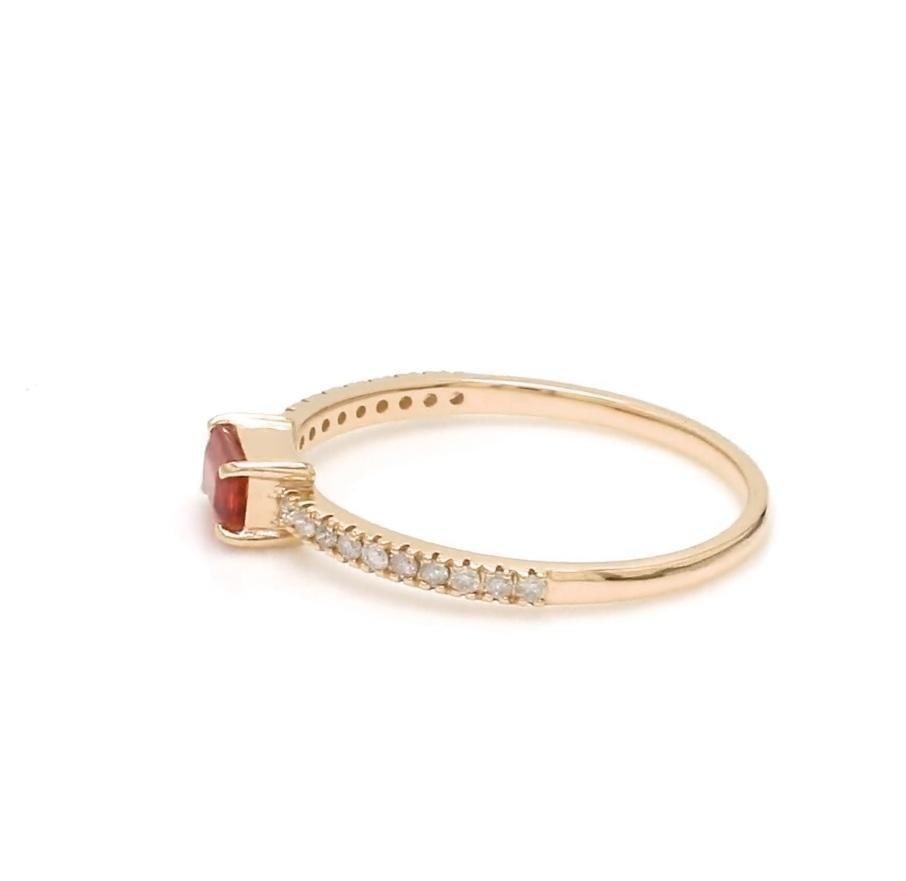 Natural 0.37 cts red sapphire & 0.14 cts diamond ring 14k gold - 13