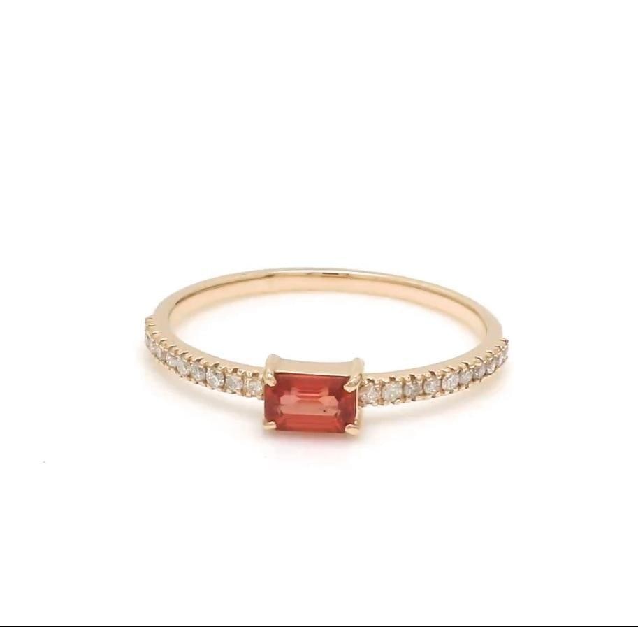 Natural 0.37 cts red sapphire & 0.14 cts diamond ring 14k gold - 14
