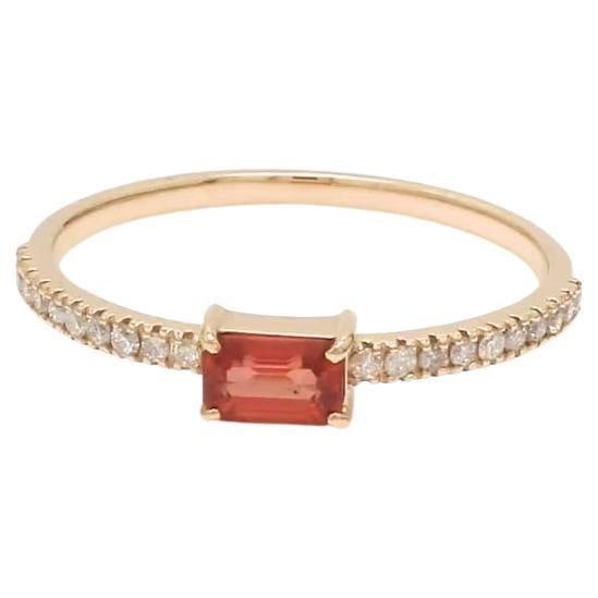 Natural 0.37 cts red sapphire & 0.14 cts diamond ring 14k gold - 15