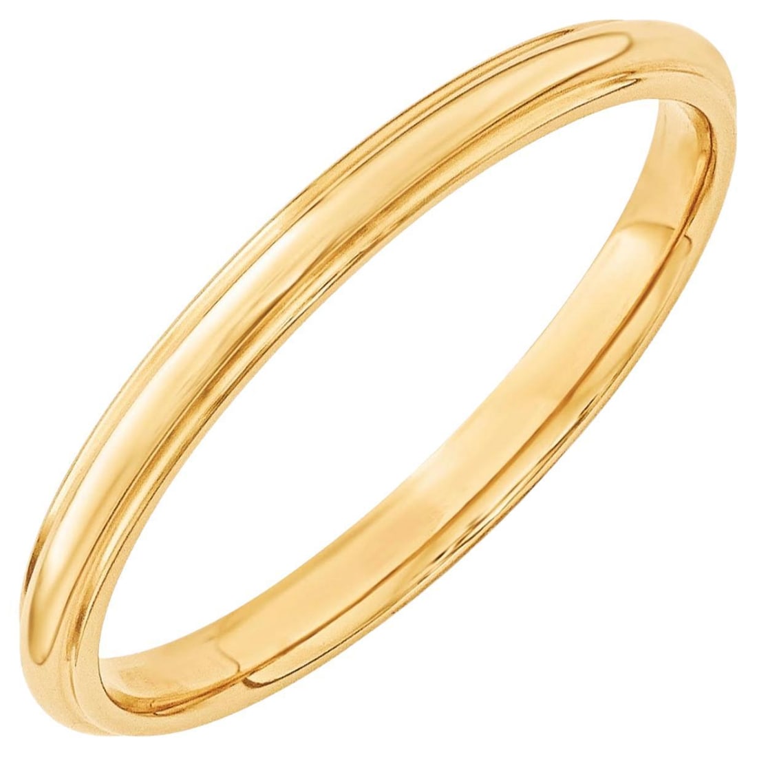 14 Karat Yellow Gold Half Round Classic Wedding Band Solid Ring - 7