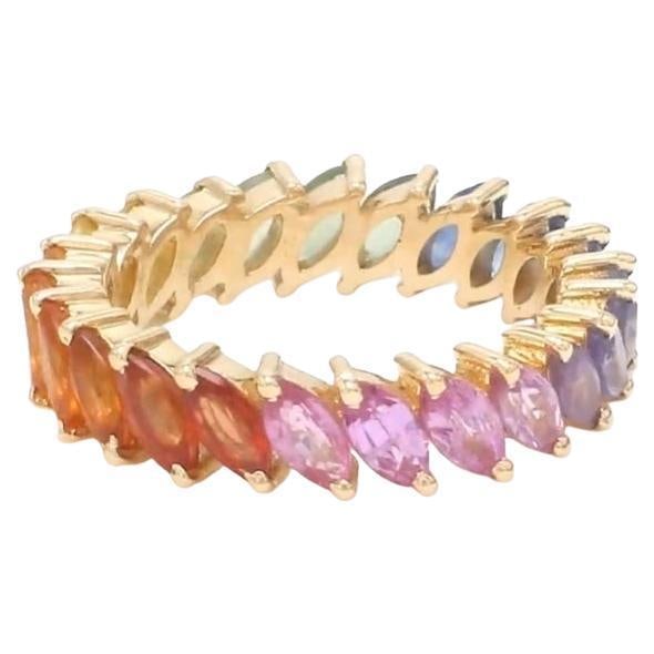 Natural 3.70 cts rainbow sapphire ring in 14k gold - 5