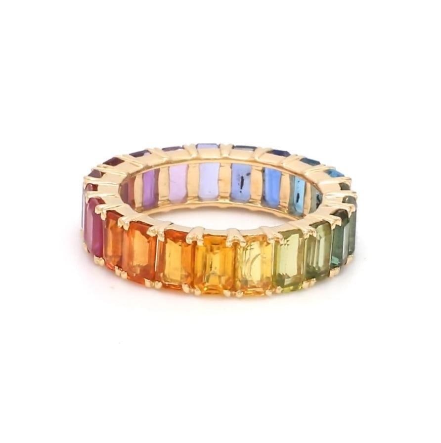 Natural 9.33 cts Rainbow sapphire ring in 14k gold - 11