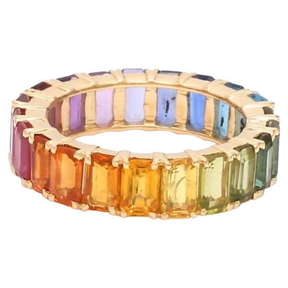 Natural 9.33 cts Rainbow sapphire ring in 14k gold - 15