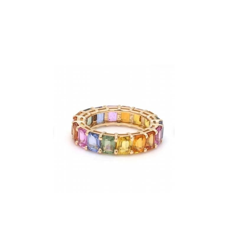 Natural 8.13cts rainbow sapphire ring 14k gold - 12