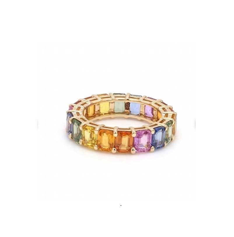 Natural 8.13cts rainbow sapphire ring 14k gold - 13
