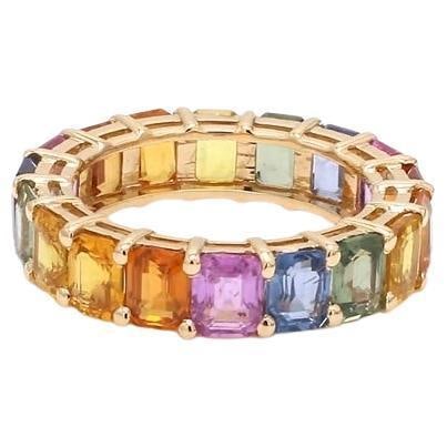 Natural 8.13cts rainbow sapphire ring 14k gold - 6