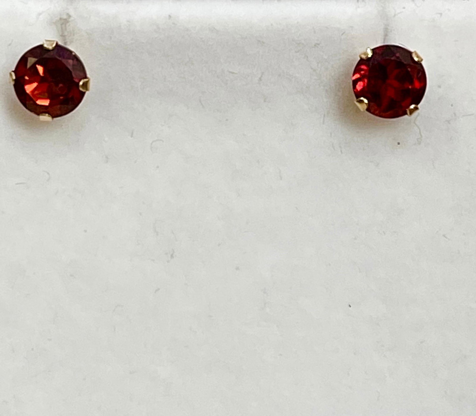 3.0 Carat Round Garnet Stud Post Earrings 14 Karat Yellow Gold - 4