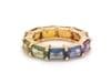 Natural 7.15 cts rainbow sapphire band ring in 14k gold - 16
