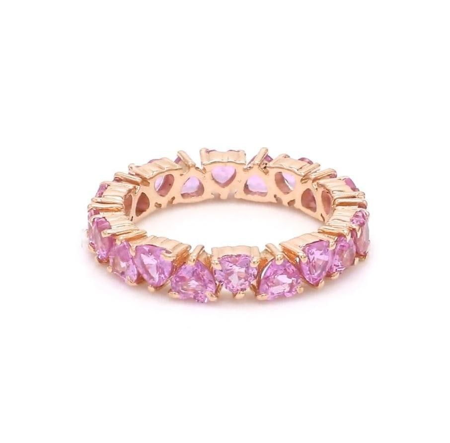 Natural 2.93 cts pink sapphire heart ring in 14k gold - 4