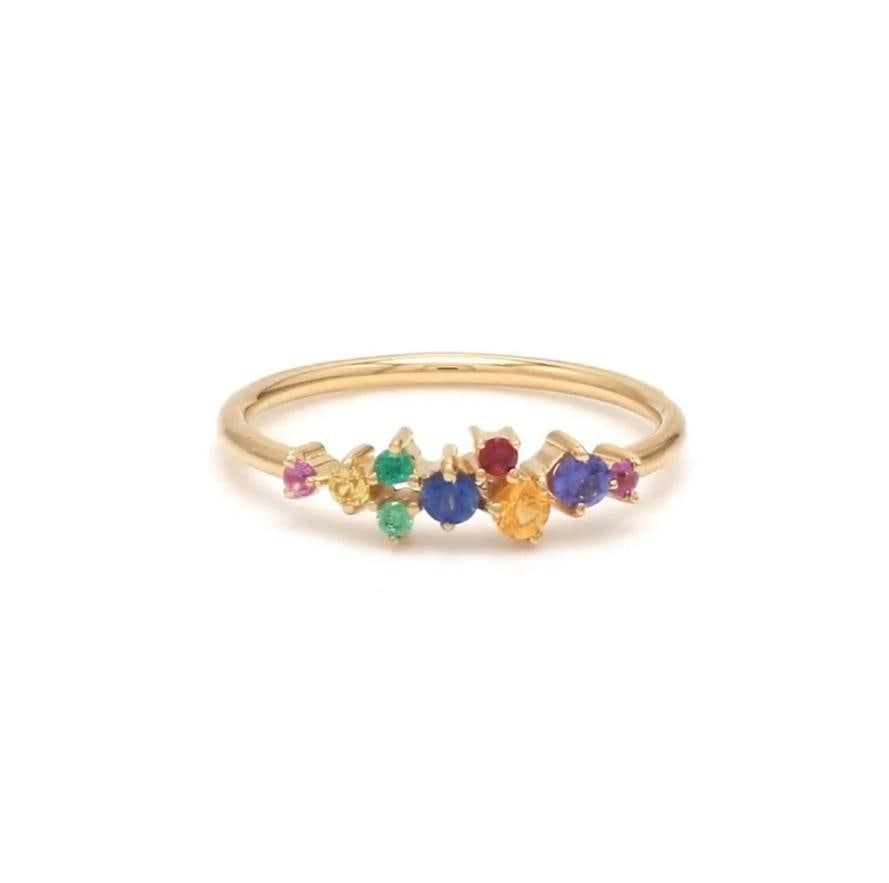 Natural 0.32 cts rainbow sapphire ring gold - 5