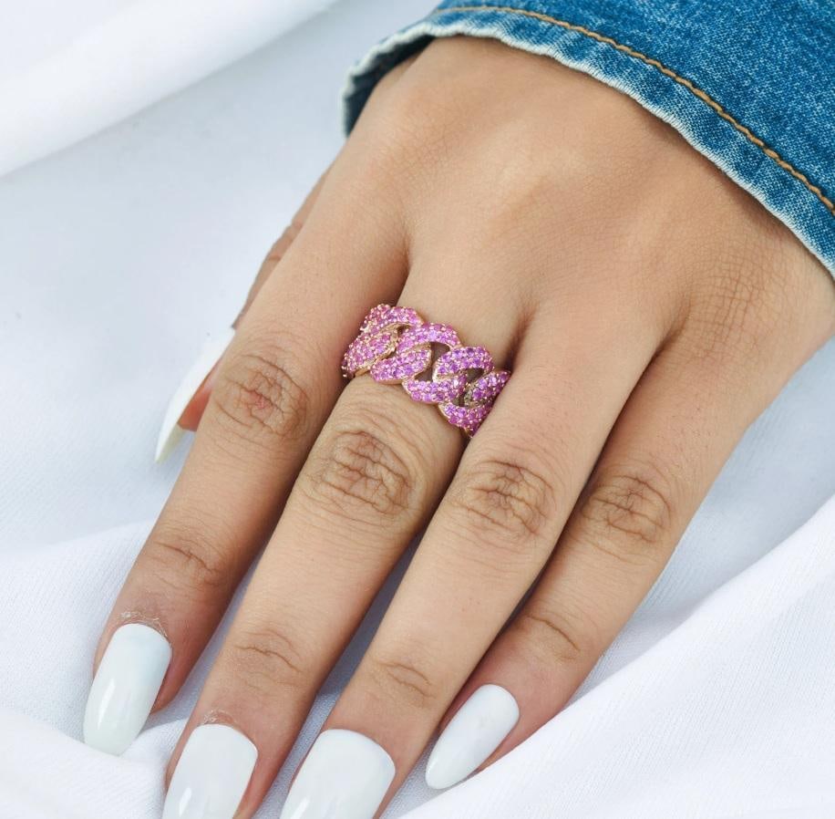 Natural 4.48 cts pink sapphire ring in 18k gold - 10