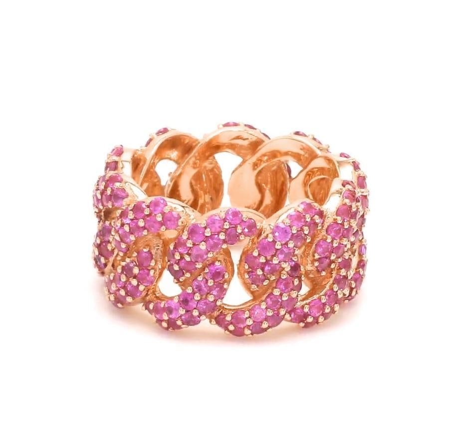 Natural 4.48 cts pink sapphire ring in 18k gold - 14