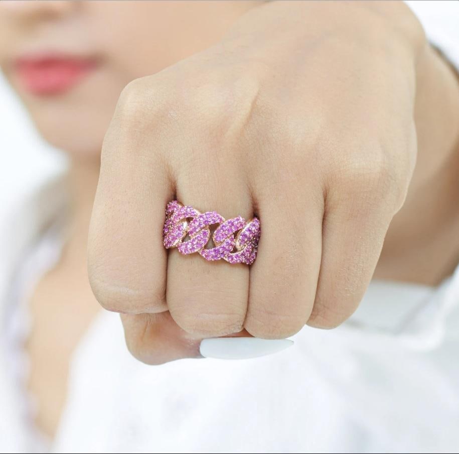Natural 4.48 cts pink sapphire ring in 18k gold - 17