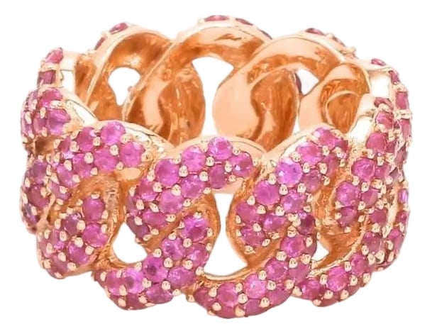 Natural 4.48 cts pink sapphire ring in 18k gold: Pink sapphire miami chain ring gold Natural pink sapphire cuban chain ring Curb chain ring gold Sapphire link chain ring gift for her GEMSTONE DETAILS : âœ¦ Gemstone : Pink Sapphire